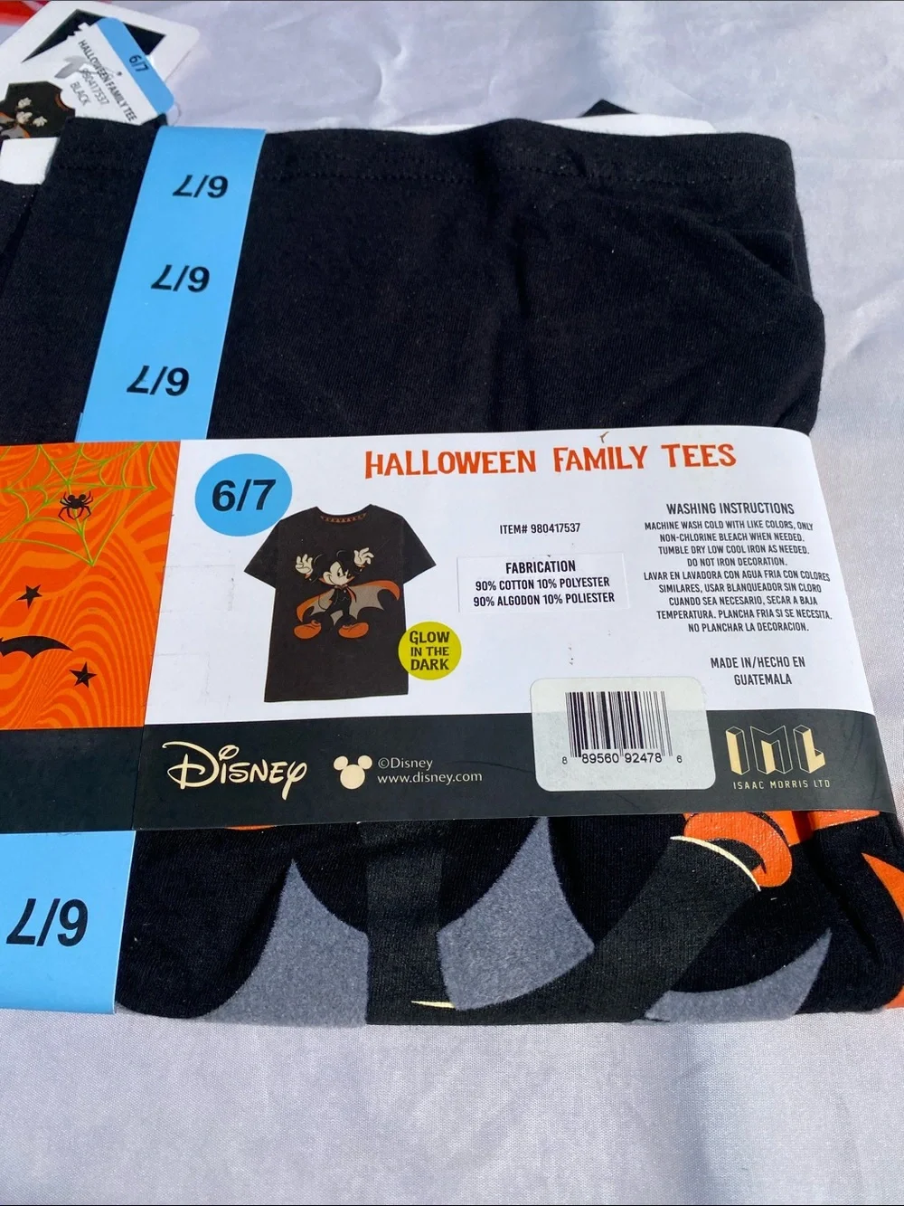 Disney Mickey Mouse Halloween Vampire Tee Boys Size 6/7 Glow In The Dark